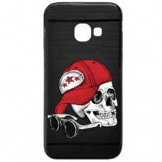 Capa para Samsung Galaxy J6 Plus Case2you - Escovada Preta Caveira de Boné Vermelho