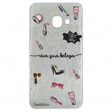 Capa para Samsung Galaxy J6 Plus Case2you - Viva Sua Beleza Gliter Prata