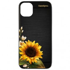 Capa para iPhone 11 Pro Max Case2you - Escovada Preta Girassol Nova