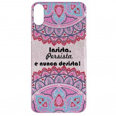 Capa para iPhone X e XS Case2you - Insista, Persista e Nunca Desista Gliter Rosa