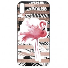 Capa iPhone XS Max Case2you - Escovada Preta Flamingo Listras Rosa