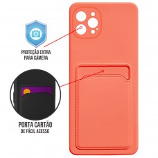 Capa para iPhone 12 Pro - Emborrachada Case Card Salmão