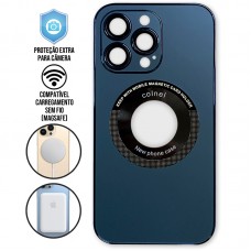 Capa iPhone 14 Pro - Vidro Metallic Magsafe Navy Blue