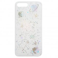 Capa para iPhone 7 e 8 Plus - Transparente Gliter Planetas Azuis
