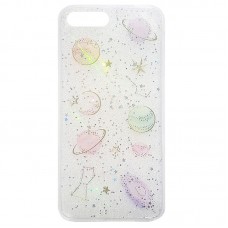 Capa para iPhone 7 e 8 Plus - Transparente Gliter Planetas Coloridos