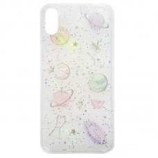 Capa para iPhone X e XS - Transparente Gliter Planetas Coloridos
