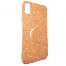 Capa iPhone XS Max - Gliter New com Popsocket Goiaba