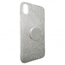 Capa iPhone XS Max - Gliter New com Popsocket Prata