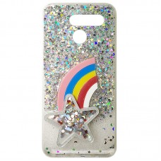 Capa para LG K50s - Glitter Arco-Íris Estrela Prata