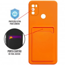 Capa para Motorola Moto G50 4G - Emborrachada Case Card Laranja