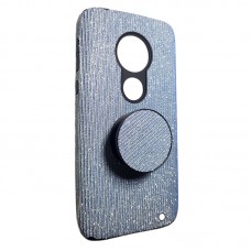 Capa para Motorola Moto G7 e G7 Plus - Gliter com Popsocket Azul Claro
