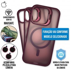 Capa iPhone 16 Pro - Metal Stand Fosca Magsafe Dark Pink