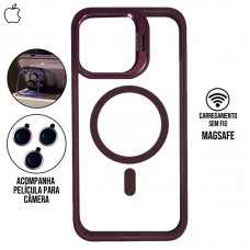 Capa iPhone 16 Pro - Metal Stand Magsafe Dark Pink