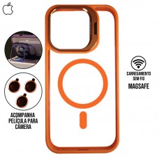Capa iPhone 16 Pro - Metal Stand Magsafe Orange