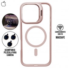 Capa iPhone 15 Pro - Metal Stand Magsafe Pink Sand