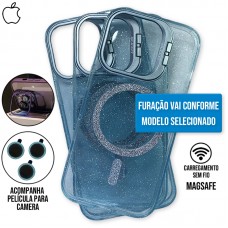 Capa iPhone 16 Pro - Stand Glitter Magsafe Sierra Blue