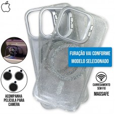 Capa iPhone 16 Pro - Stand Glitter Magsafe Titanium Gray