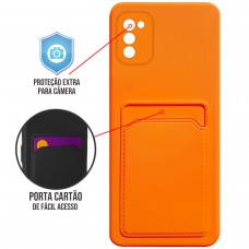 Capa Samsung Galaxy A02s - Emborrachada Case Card Laranja