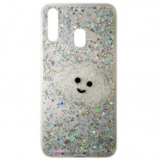 Capa para Samsung Galaxy A20s - Glitter Nuvem Prata