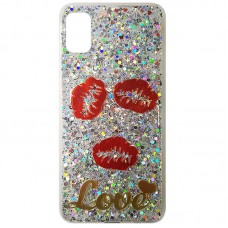 Capa para Samsung Galaxy A31 - Glitter Love Beijos Prata