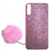 Capa para Samsung Galaxy A70 - Gliter com Pompom Rosa