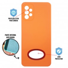 Capa para Samsung Galaxy A72 - Case Silicone Safe Glass Laranja