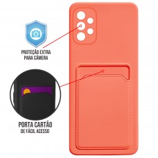 Capa para Samsung Galaxy A72 - Emborrachada Case Card Salmão
