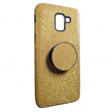 Capa para Samsung Galaxy J6 Plus - Gliter com Popsocket Ouro