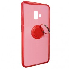 Capa para Samsung Galaxy J6 Plus - Gel Antishock com Suporte de Dedo Vermelha