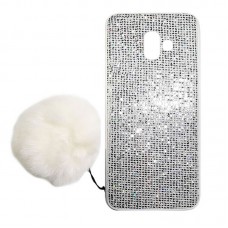Capa para Samsung Galaxy J6 Plus - Gliter com Pompom Branca