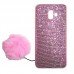 Capa para Samsung Galaxy J6 Plus - Gliter com Pompom Salmão