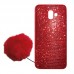 Capa para Samsung Galaxy J6 Plus - Gliter com Pompom Salmão