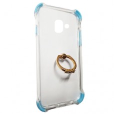 Capa para Samsung Galaxy J6 Plus - Silicone Antishock com Ring Stent Azul Claro