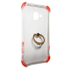 Capa para Samsung Galaxy J6 Plus - Silicone Antishock com Ring Stent Laranja