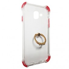 Capa para Samsung Galaxy J6 Plus - Silicone Antishock com Ring Stent Vermelha
