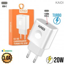 Carregador Tipo C PD Turbo 20W KD-108 Kaidi