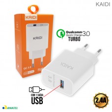 Carregador 1 USB Turbo KD-111 Kaidi - Branco