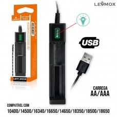 Carregador de Pilha Lanterna Universal USB LEY-2032 Lehmox