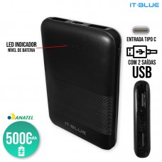 Carregador Power Bank 5000mAh MAX-0532 It Blue - Preto