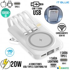 Carregador Power Bank PD20W com Magsafe MAX-0562 It Blue - Branco