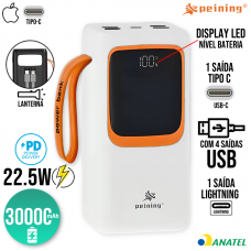 Carregador Power Bank 30000mAh 22.5W WUP-945 Peining - Branco