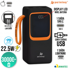 Carregador Power Bank 30000mAh 22.5W WUP-945 Peining - Preto