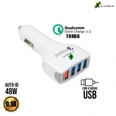 Carregador Veicular Turbo 48W XC-V8USB X-Cell - Branco