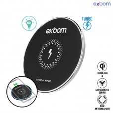 Carregador por Indução Qi sem Fio Turbo LED TQI-F18A Exbom - Preto