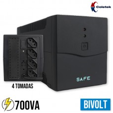 Nobreak Bivolt Automático Saída 115V 4 Tomadas 1 Bateria UPS SAFE 700VA Coletek
