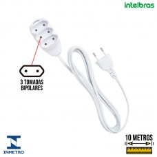 Extensão Elétrica 3 Tomadas 2 Pinos 10A 10m EXT 2010 Intelbras - Branco
