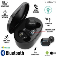 Fone Bluetooth LEF-E75 Lehmox - Preto