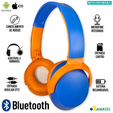 Headphone Bluetooth ST-141 Starmega - Azul Laranja