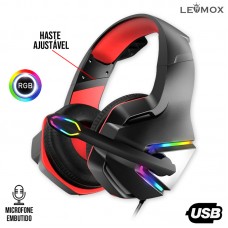 Headset Gamer RGB USB LEF-1210 Lehmox - Vermelho