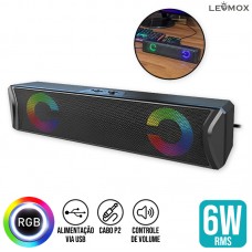 Caixa de Som 6W Gamer RGB LEY-1910 Lehmox - Preta
